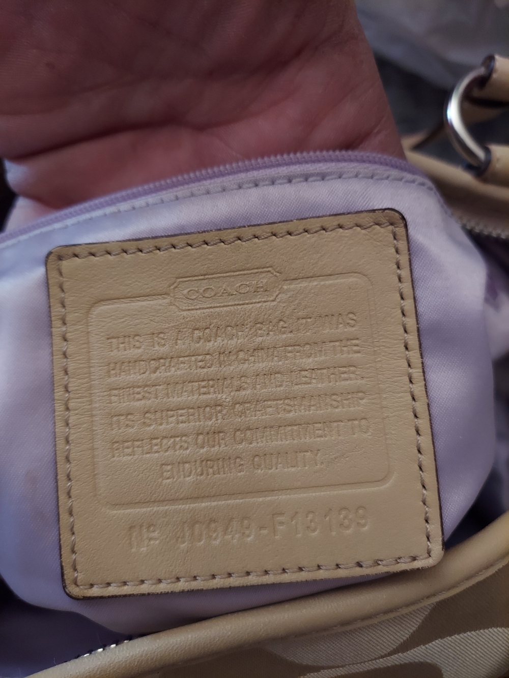 Coach Beige Signature Tote with Turn-Lock Closure - Picture 7 of 7